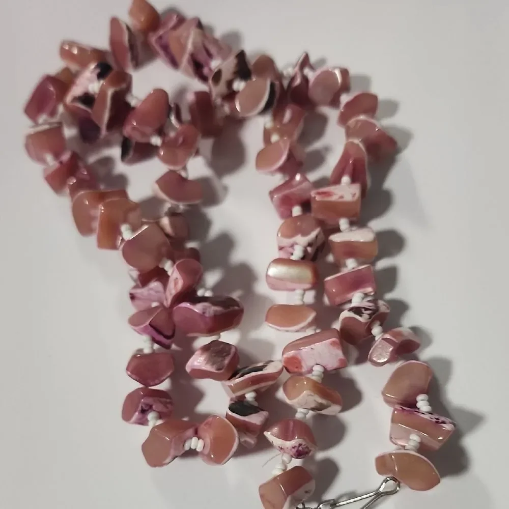 Pink Shell Chip Beaded Necklace